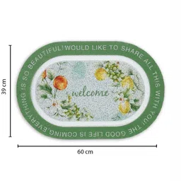 Cortina Green & White Printed Anti-Slip Oval Doormat image 2