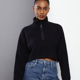 Calvin Klein Jeans Half Zipper High Neck Crop Pullover Sweatshirt-picture-49