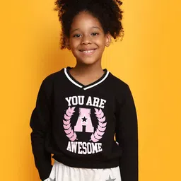 V-Mart Girls Typography Printed Fleece Pullover-image-69