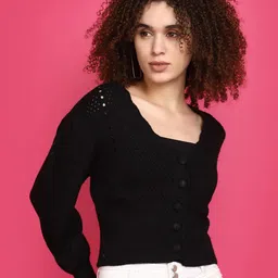 V-Mart Self Design V Neck Cardigan Sweatshirt-image-15