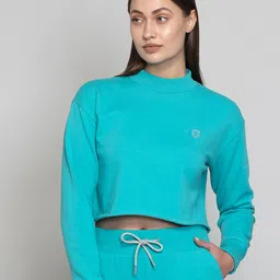 Muvazo High Neck Crop Pullover Sweatshirt-picture-14