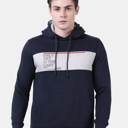 t-base Men Navy Blue Printed Hooded Sweatshirt-picture-33