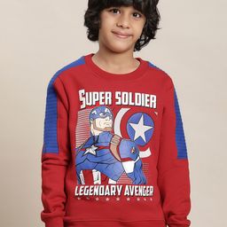 Kids Ville Boys Captain America Printed Round Neck Pullover Sweatshirt-picture-47