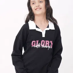 edheads Girls Black Printed Cotton Long Sleeves Sweatshirt-image-69