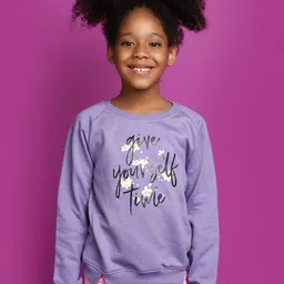 V-Mart Girls Typography Printed Cotton Sweatshirt-image-10