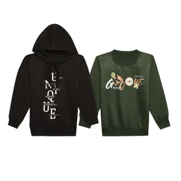VIMAL JONNEY Kids Pack Of 2 Printed Hooded Long Sleeve Cotton Fleece Pullover Sweatshirts-image-76