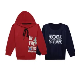 mack jonney VIMAL JONNEY Kids Pack Of 2 Typography Printed Hooded Fleece Sweatshirt-picture-27