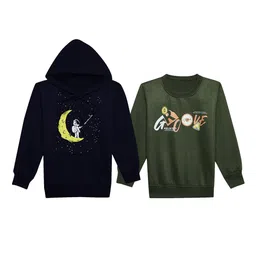 mack jonney VIMAL JONNEY Kids Pack Of 2 Printed Hooded Long Sleeve Cotton Fleece Pullover Sweatshirts-picture-17