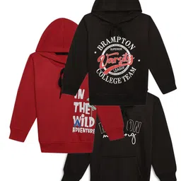 mack jonney VIMAL JONNEY Kids Pack Of 3 Typography Printed Hooded Fleece Pullover-picture-46