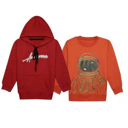 mack jonney VIMAL JONNEY Kids Pack Of 2 Typography Printed Cotton Fleece Pullover Sweatshirts-picture-22