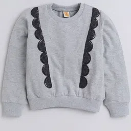 AWW HUNNIE Girls Round Neck Lace Inserts Cotton Sweatshirt-image-41