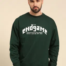 recast Typography Printed Oversized Drop shoulder Pure Cotton Pullover Sweatshirt image 1