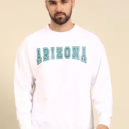 recast Typography Printed Oversized Drop shoulder Pure Cotton Pullover Sweatshirt image 1