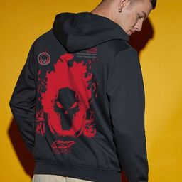 Bewakoof Ghost Printed Hooded Neck Long Sleeves Fleece Front Open Sweatshirt-picture-23