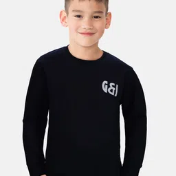 Gini and Jony Boys Navy Blue Graphic Printed Sweatshirt image 1