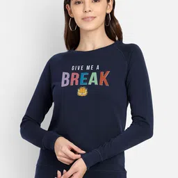 Free Authority Women Navy Blue Garfield Printed Sweatshirt-picture-34