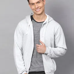 Campus Sutra Men Grey Hooded Sweatshirt-image-95