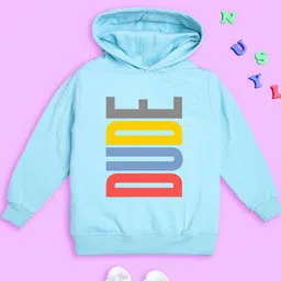 NUSYL Kids Typography Printed Hooded Long Sleeves Fleece Pullover Sweatshirt-picture-31