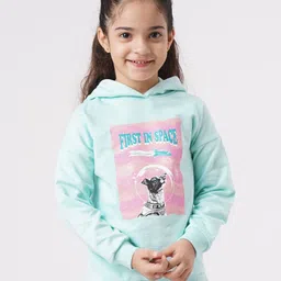 Ed-a-Mamma Girls Blue Printed Hooded Sweatshirt-image-98