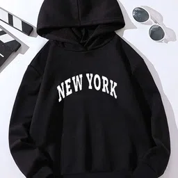 StyleCast Girls Black & White Typography Printed Hooded Pullover-image-66