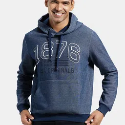 Jockey Men Blue Printed Hooded Sweatshirt-picture-40