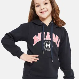 METTLE Girls Typography Printed Hooded Fleece Pullover Sweatshirt-picture-11