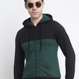 HARBOR N BAY Checked Hooded Fleece Front-Open Sweatshirt image 1