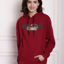 Imsa Moda Maroon Typography Hooded Sweatshirt-picture-19