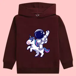 NUSYL Girls Astronaut Graphic Printed Hooded Fleece Sweatshirt-picture-28