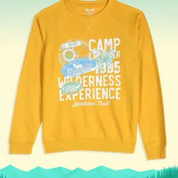RUF & TUF Boys Mustard Yellow Printed Pure Cotton Sweatshirt-image-20