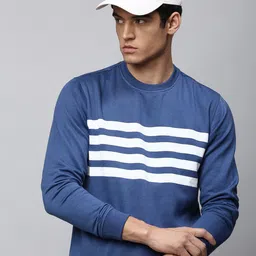 Dennis Lingo Men Blue Striped Sweatshirt-image-5