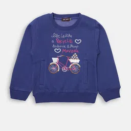 CHIMPRALA Girls Blue Embroidered Cotton Sweatshirt-picture-34