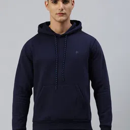 SPORTO Navy Blue Hooded Cotton Pullover Sweatshirt-image-27