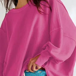 StyleCast Fuchsia Oversized Pullover Sweatshirt image 2
