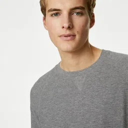 Marks & Spencer Round Neck Pure Cotton Lounge Sweatshirt image 2