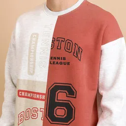 HIGHLANDER White Colourblocked Drop Shoulder Sleeves Oversized Pullover Sweatshirt image 2