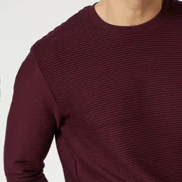 Mufti Self Design Textured Slim Fit Pullover Sweatshirt image 2