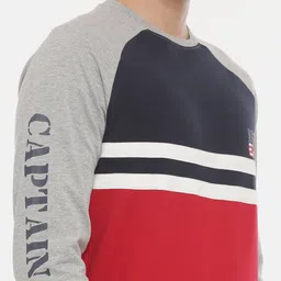 3PIN Men Red Colourblocked Sweatshirt image 2