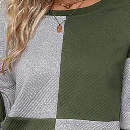 StyleCast Green Colourblocked Round Neck Long Sleeves Sweatshirt image 3