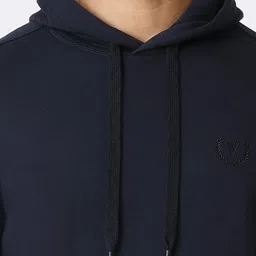 van heusen innerwear Van Heusen Men Navy Solid Hooded Neck Media Pocket Sweatshirt image 4