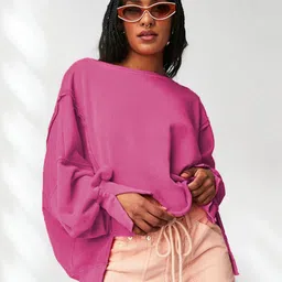 StyleCast Fuchsia Oversized Pullover Sweatshirt image 3
