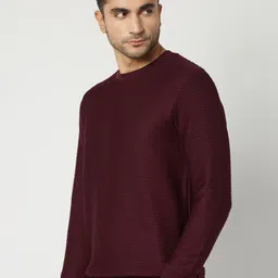 Mufti Self Design Textured Slim Fit Pullover Sweatshirt image 3