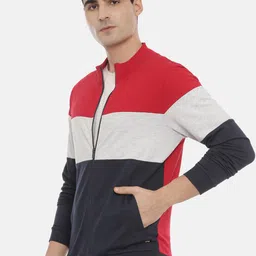 3PIN Men Red Colourblocked Sweatshirt image 3