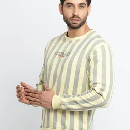 Status Quo Men Yellow Striped Cotton Sweatshirt image 2