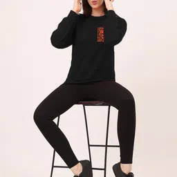 Leotude Typography Printed Fleece Pullover image 3