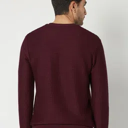 Mufti Self Design Textured Slim Fit Pullover Sweatshirt image 4