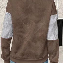 StyleCast Brown Colourblocked Round Neck Long Sleeves Sweatshirt image 2