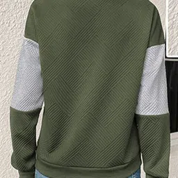 StyleCast Green Colourblocked Round Neck Long Sleeves Sweatshirt image 2