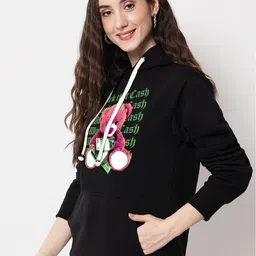 FFLIRTYGO Typography Printed Hooded Fleece Sweatshirt image 4