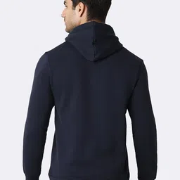 van heusen innerwear Van Heusen Men Navy Solid Hooded Neck Media Pocket Sweatshirt image 2
